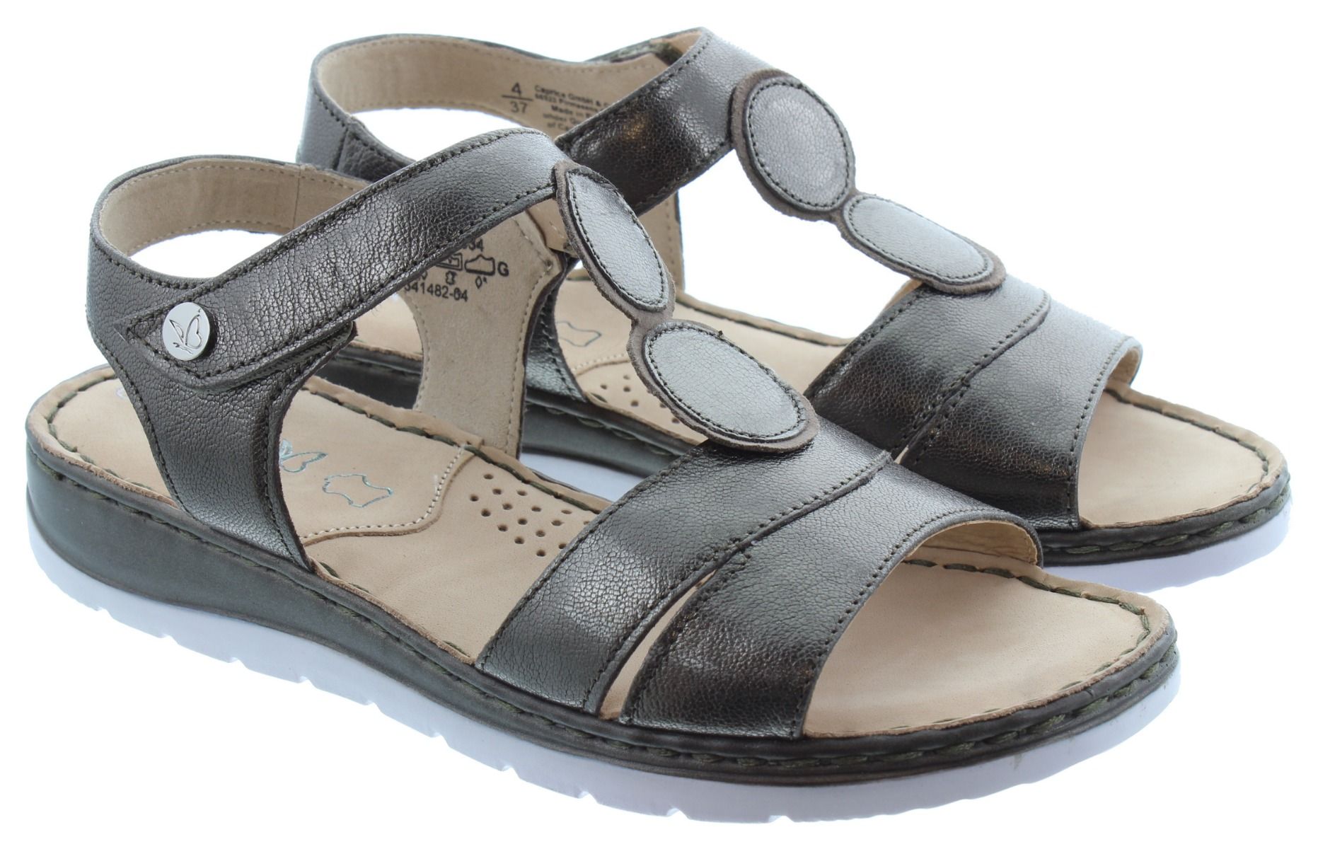 Ladies 28154 Flat Sandals In Gun Metal