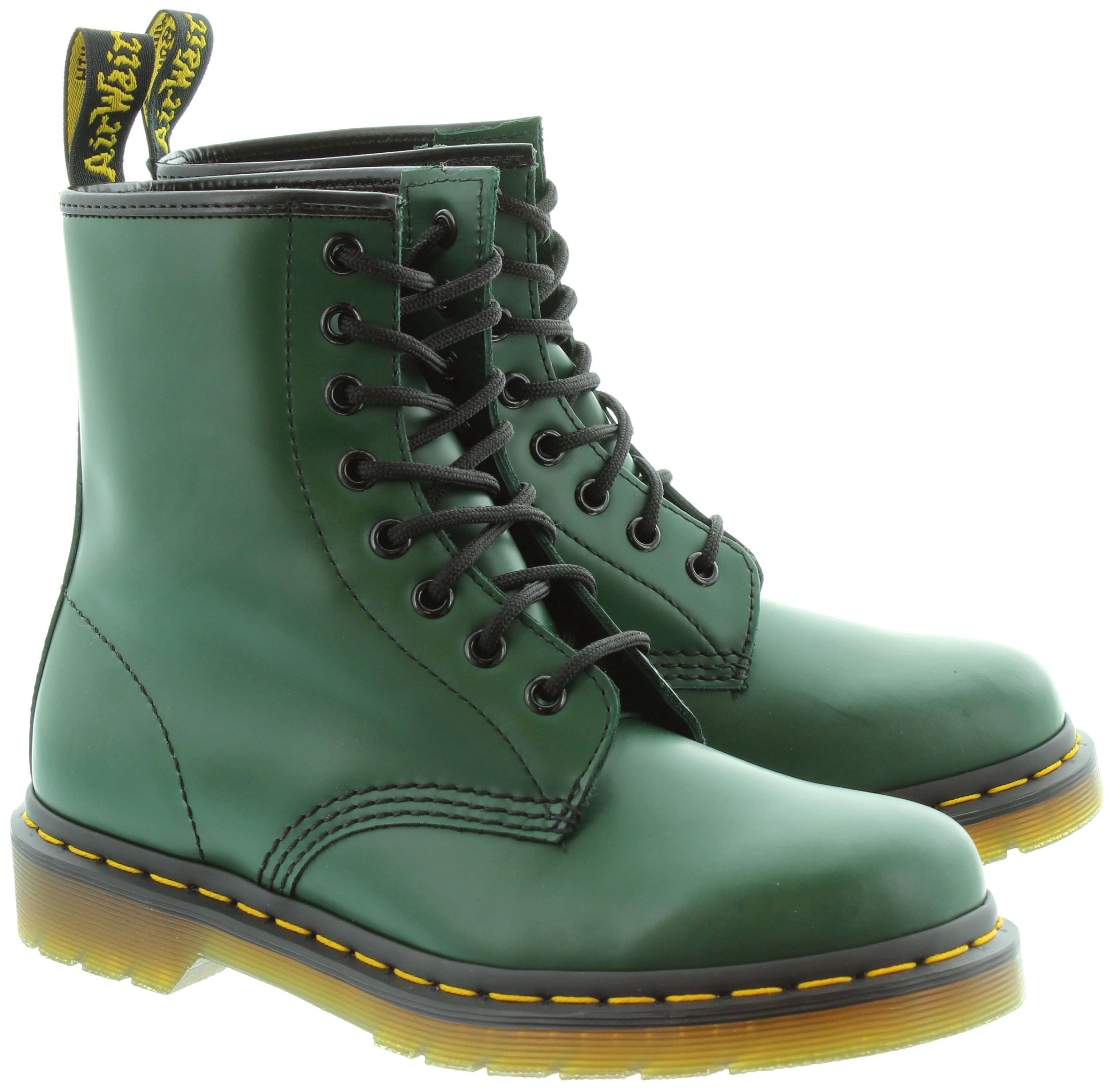 DR MARTENS Leather 1460 8 Eyelet Boots in Green