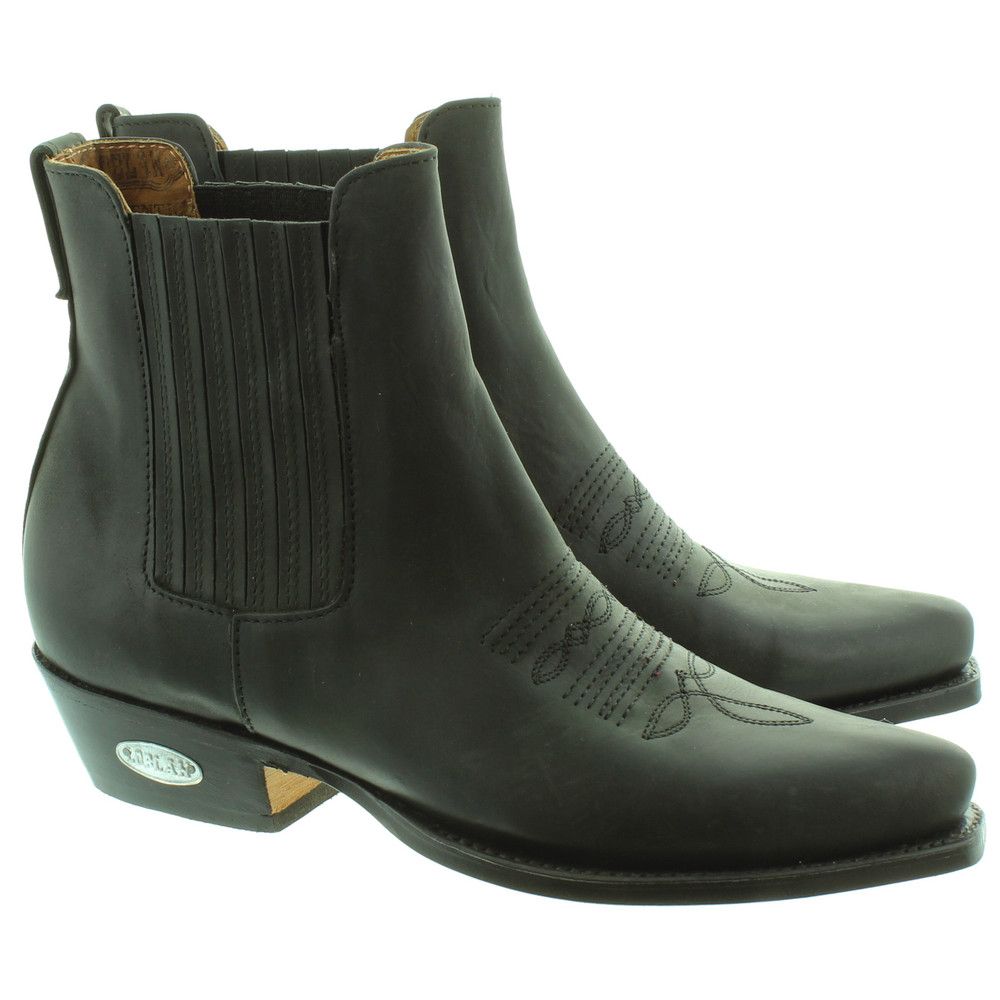 Loblan 298 Western Ankle Boots in Black in Black