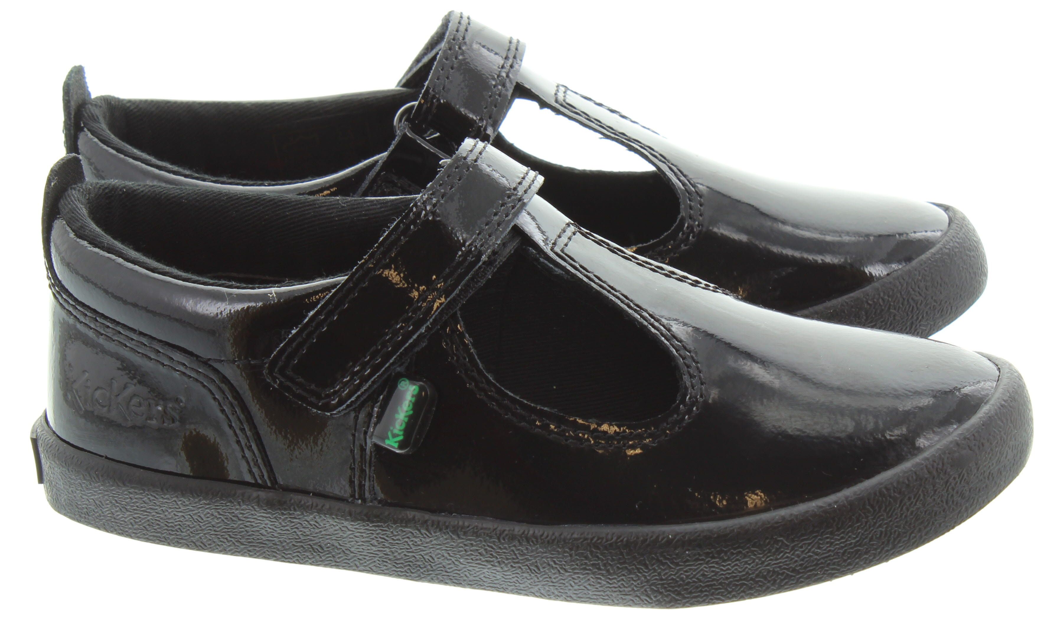 Kids Kickers Kariko T Strap Shoes in Black Patent