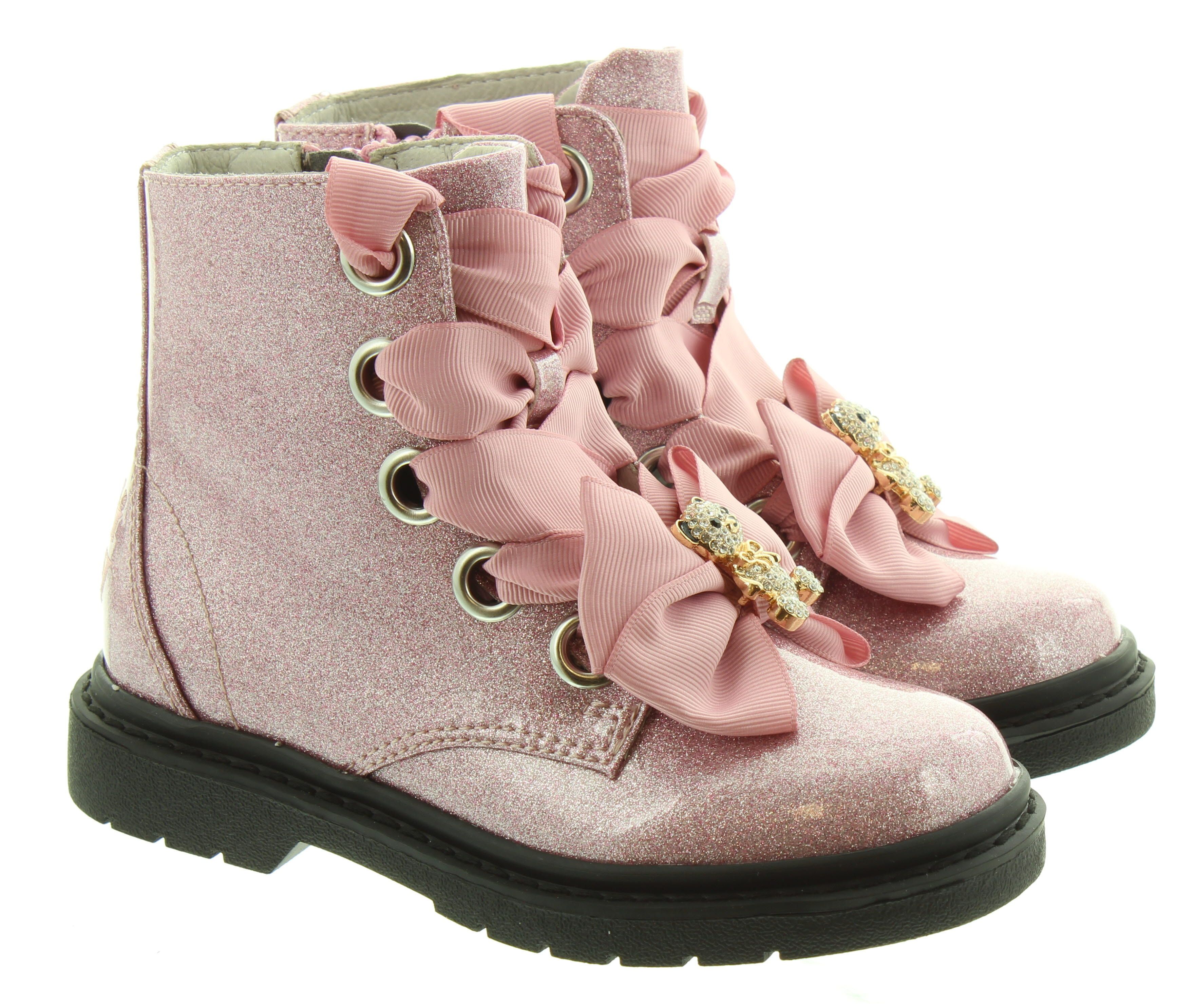 Kids LK4522 Teddy Boots In Pink Glitter
