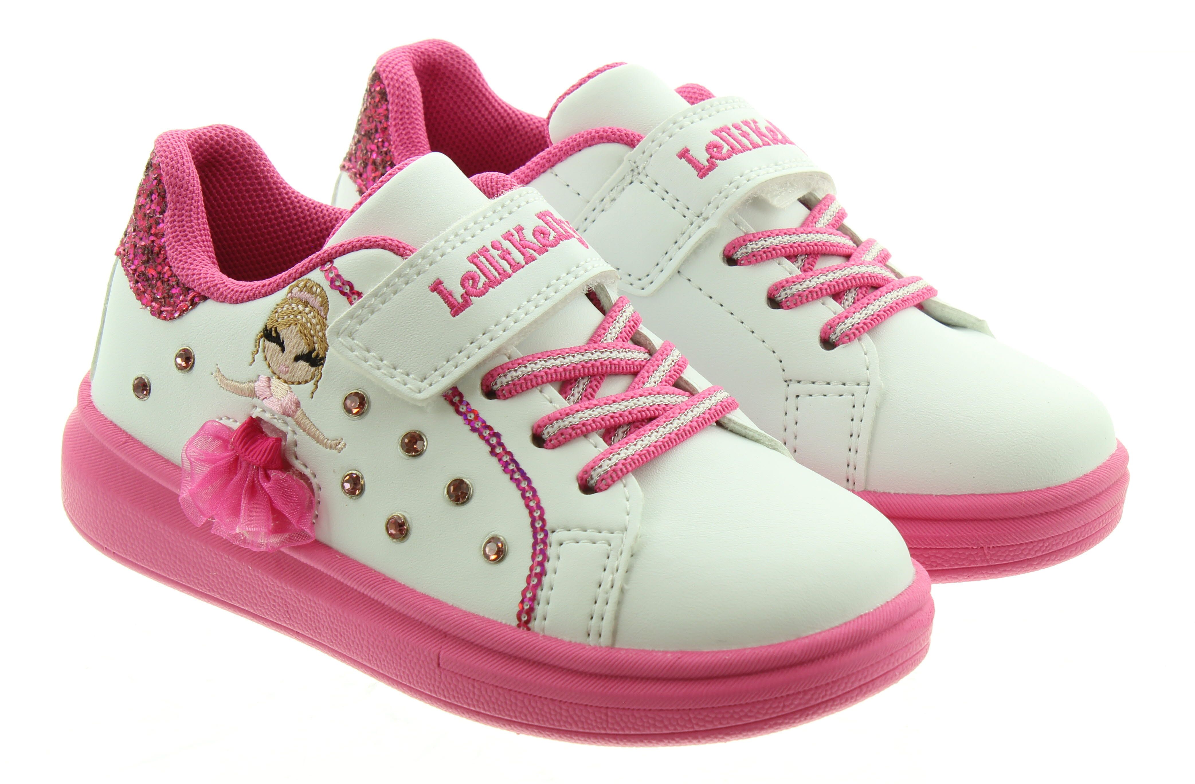 Kids LK4826 Mille Stelle Changeable Tutu Trainers In White Fuschia