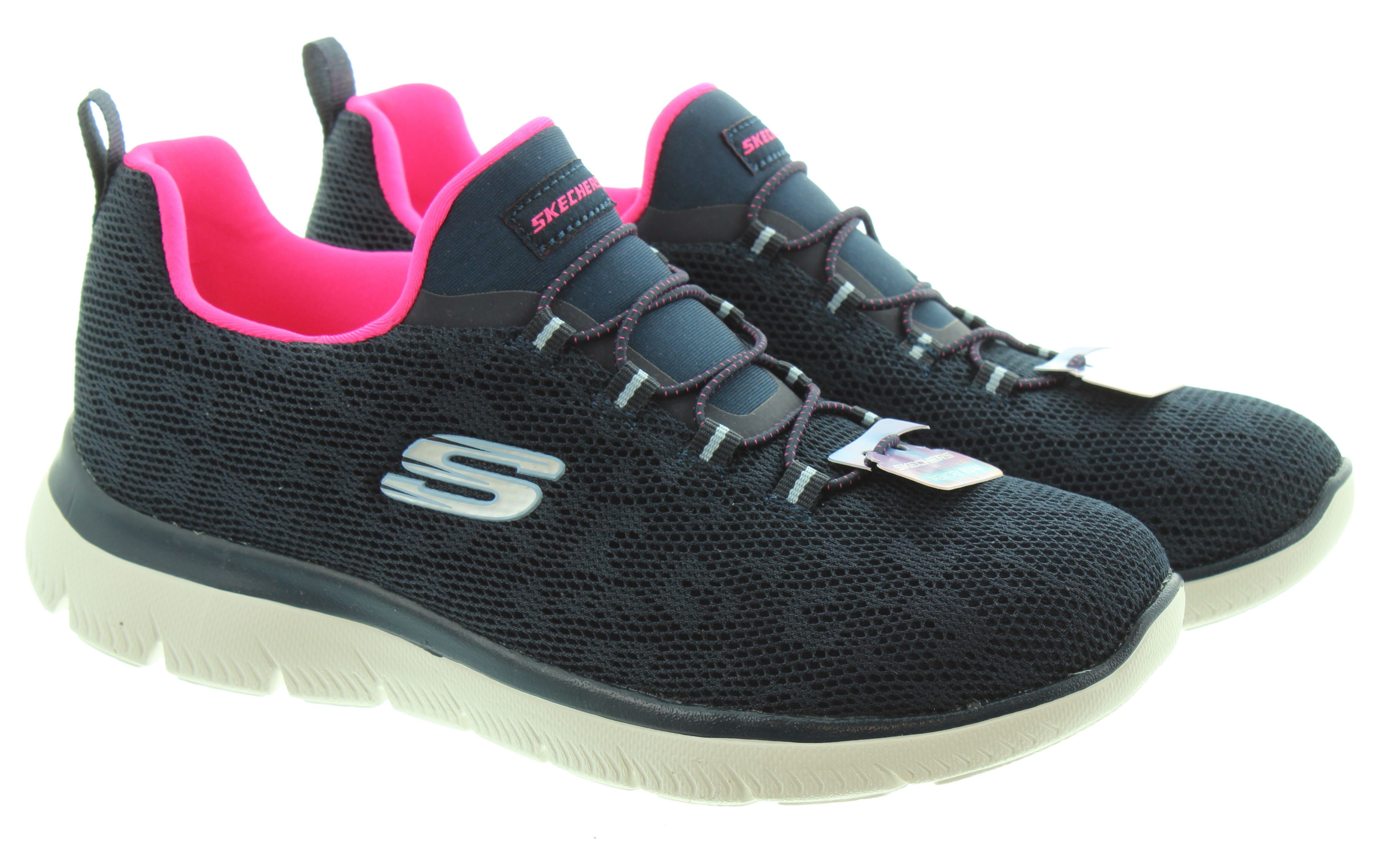 SKECHERS Ladies 149037 Summits Trainers In Navy Hot Pink