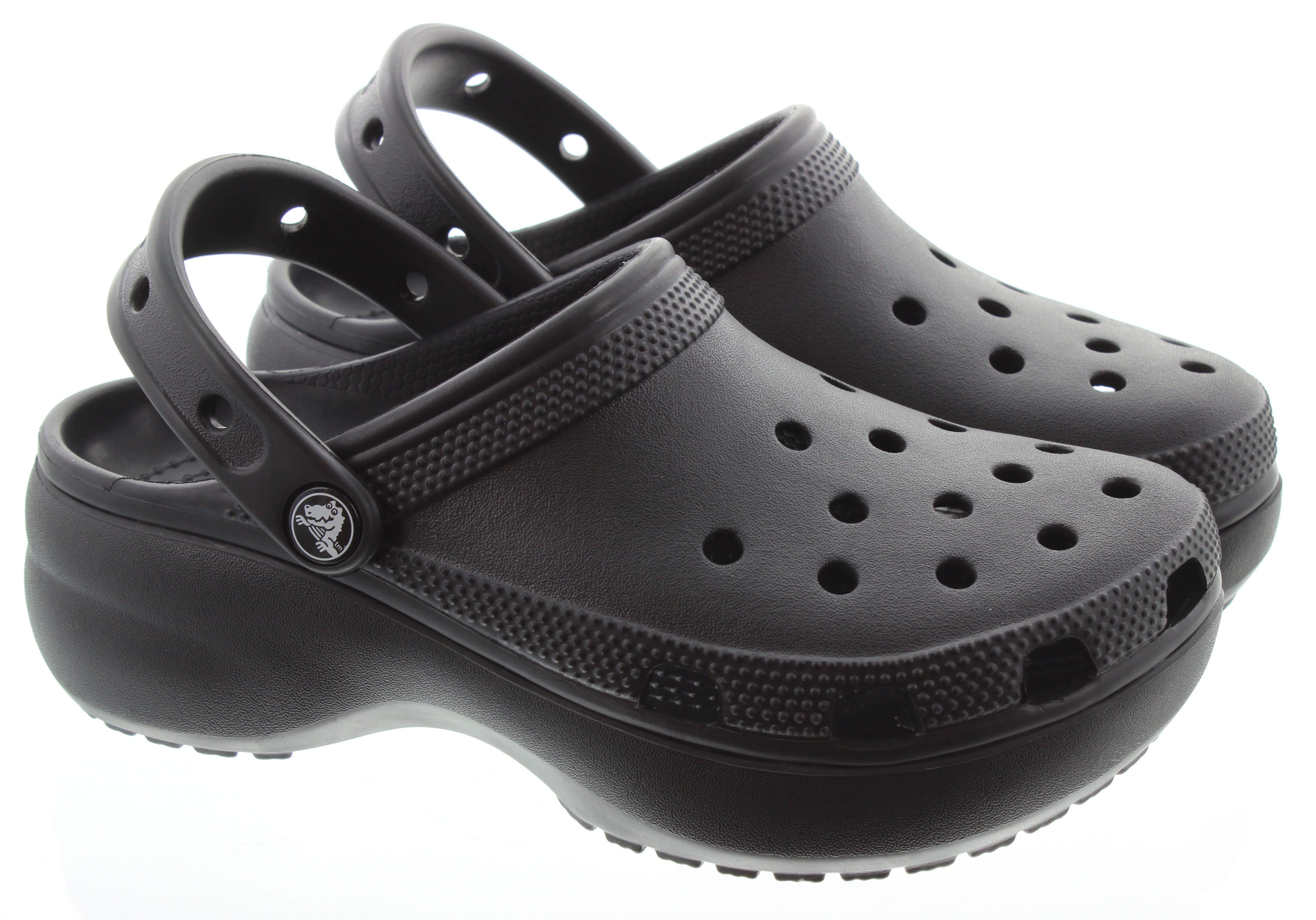 CROCS Ladies Classic Platform Clogs In Black
