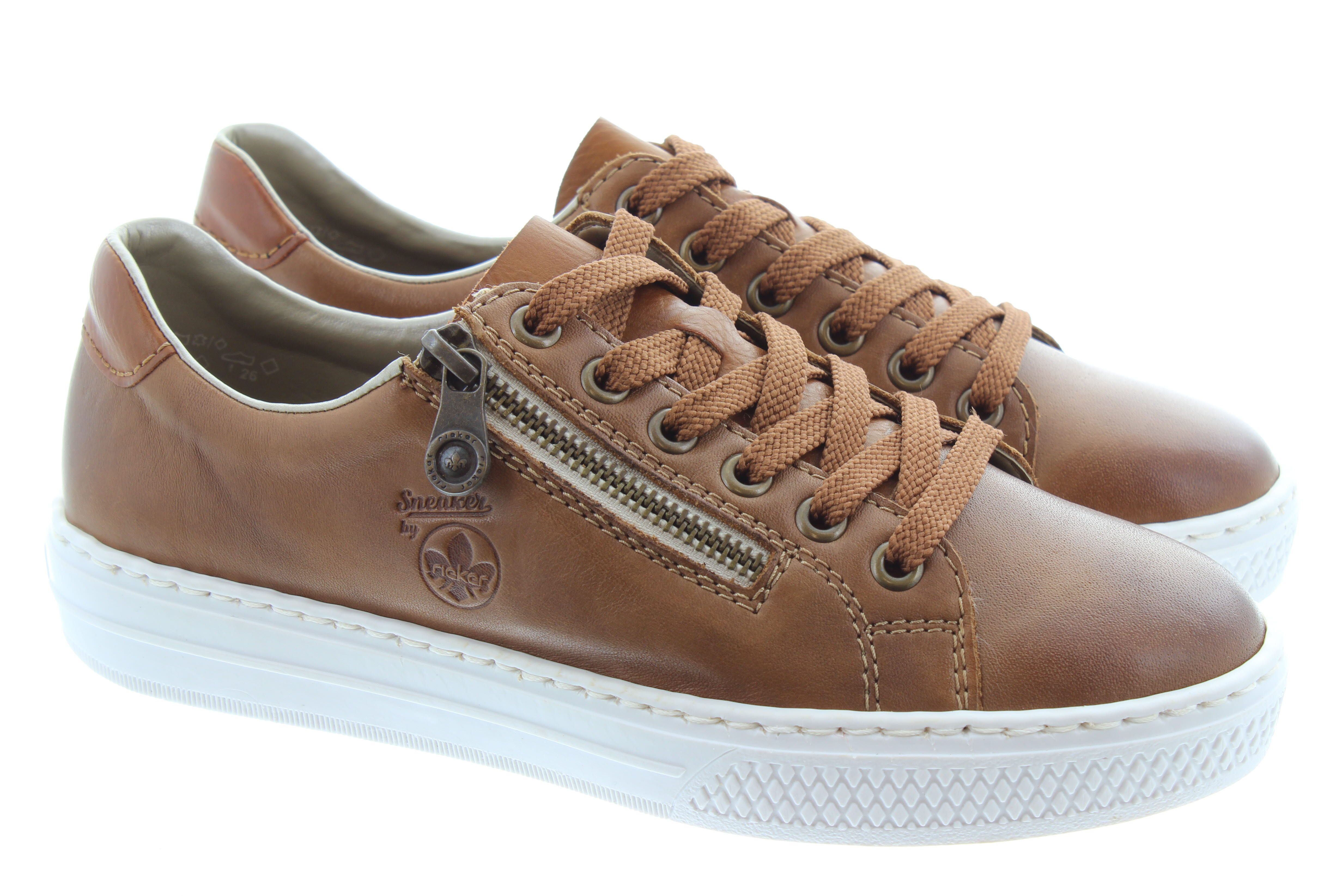 Ladies L59l1 Zip Trainers In Tan