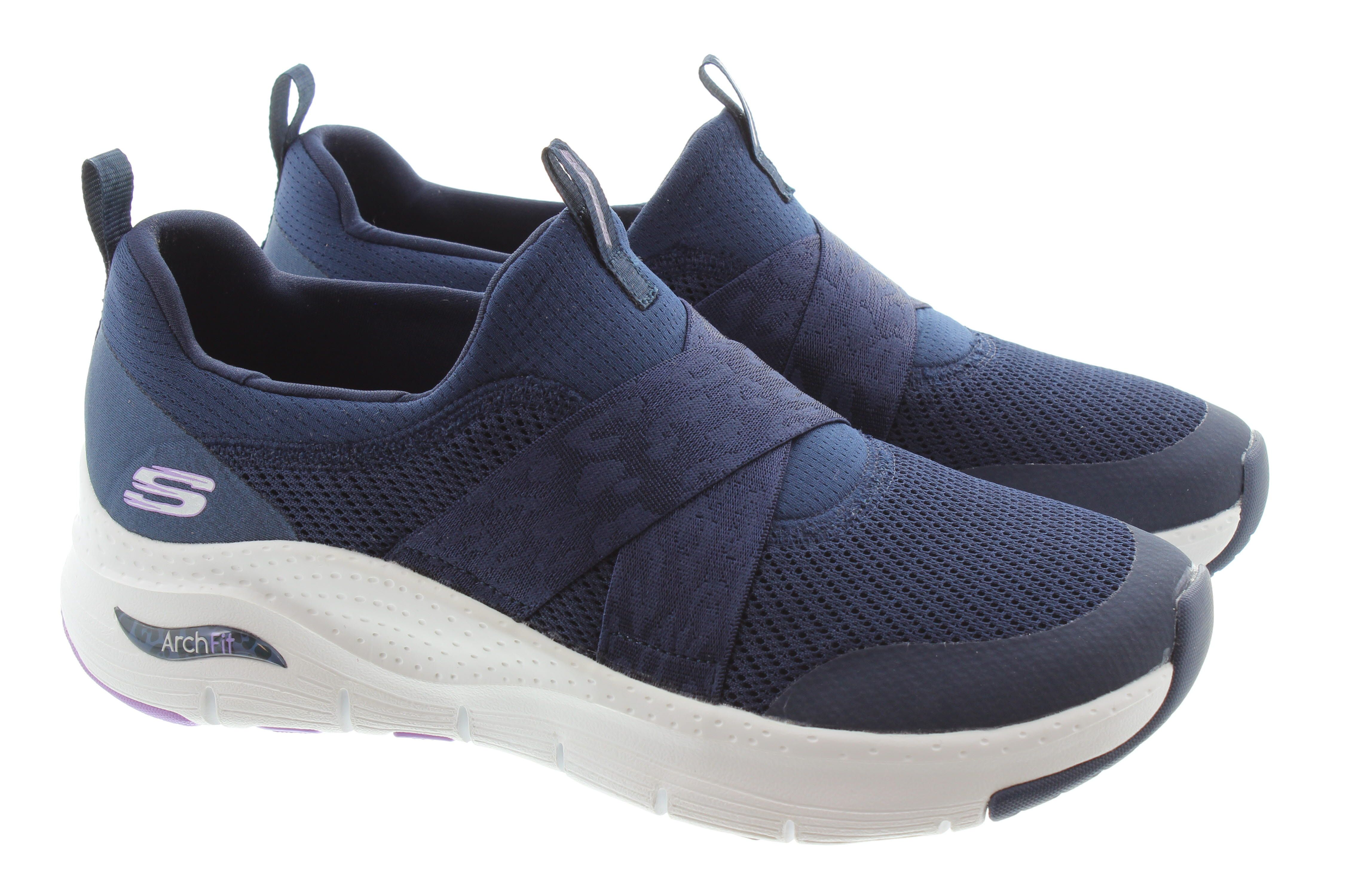 SKECHERS Ladies Machine Washable Arch Fit Modern Rhythm Vegan Shoes In Navy Lavender