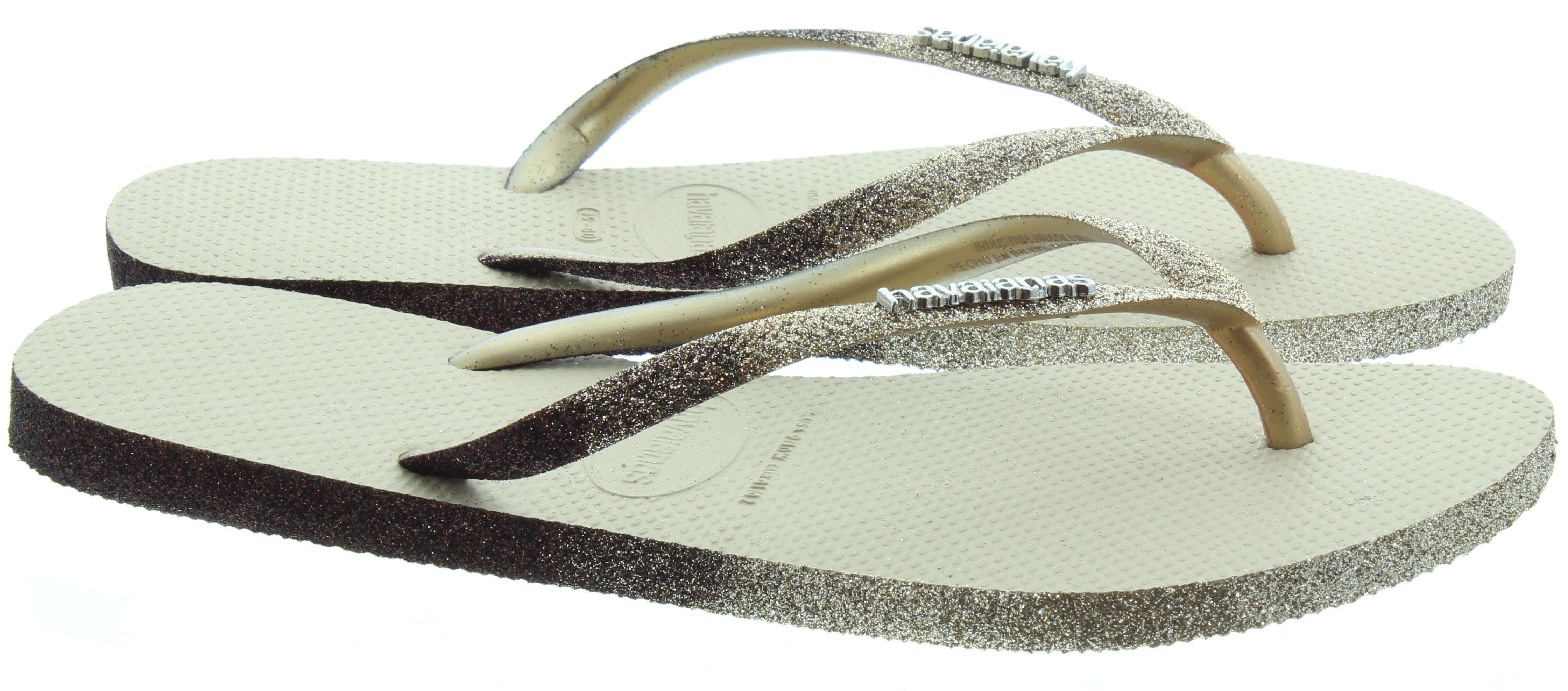 Gold sparkle flip flops hot sale