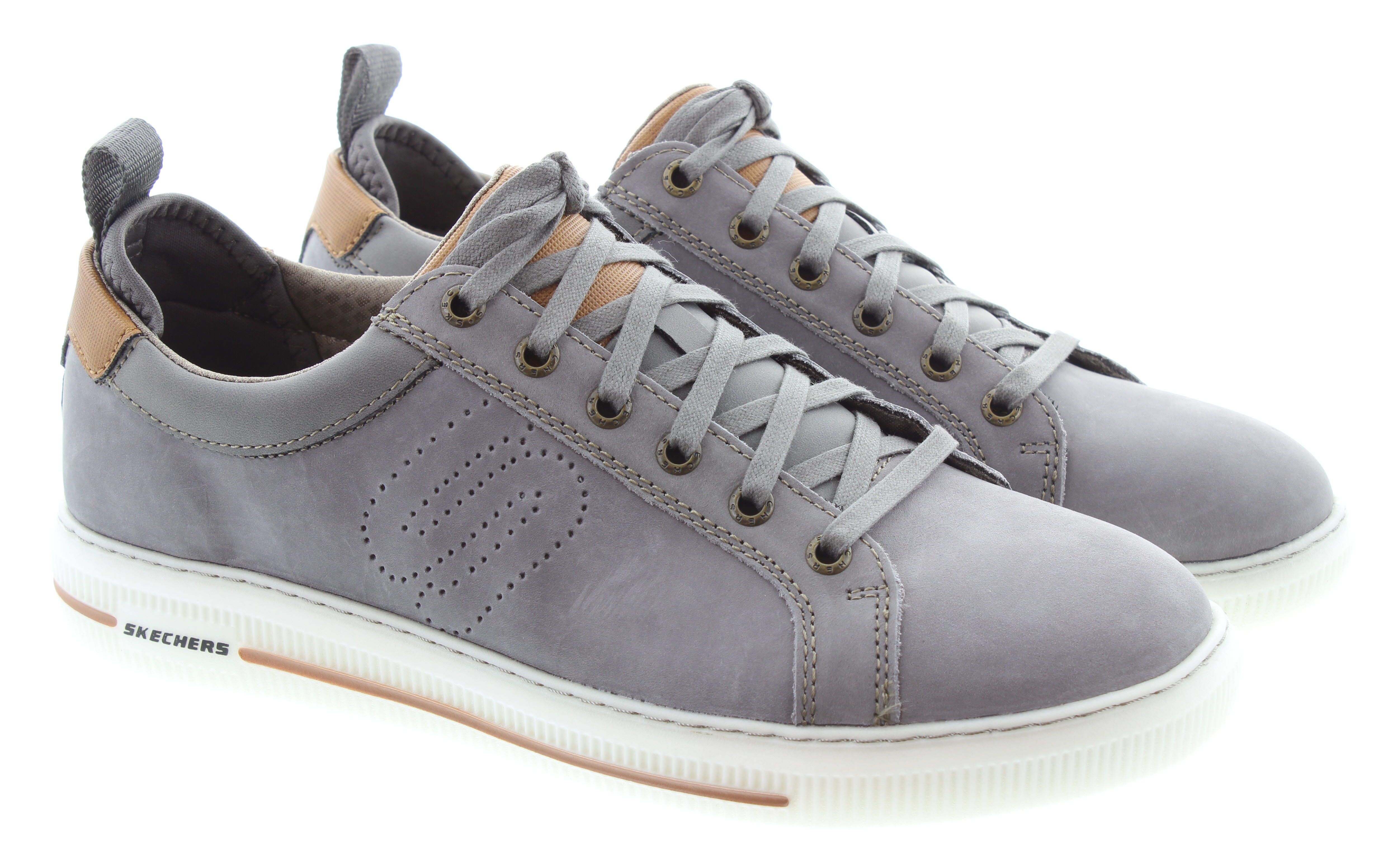 SKECHERS Mens 210450 Memory Foam Lace Trainers In Grey