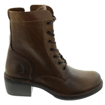 Ladies Milu Heel Ankle Boot In Camel Brown