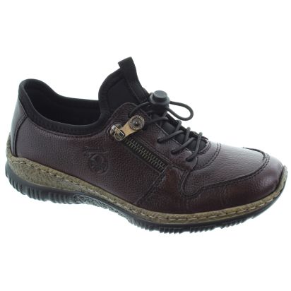 RIEKER Ladies N32G0 Lace Shoes In Burgundy