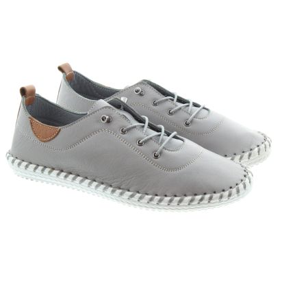 LUNAR Ladies FLE030 St Ives Leather Pumps In Grey