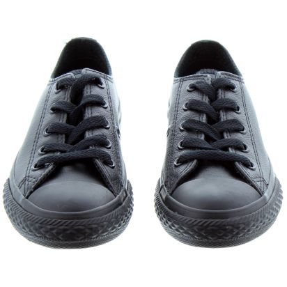 CONVERSE Kids Leather Ox Lace Shoes in All Black