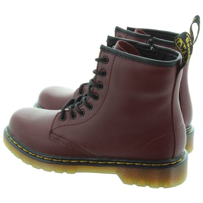 Dr Martens Kids Brooklee 1460 J Lace Ankle Boots in Cherry in Cherry