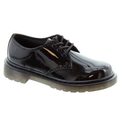 Dr Martens Kids Everley 1461 Y Lace Up Shoes In Black Patent in Black Patent