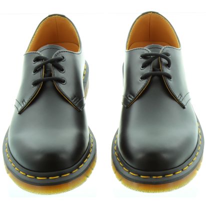 Dr Martens Leather 1461Z Yellow Stitch Shoes in Black in Black