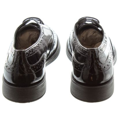 Geox Kids Agata Brogue Lace Shoes in Black Patent in Black Patent