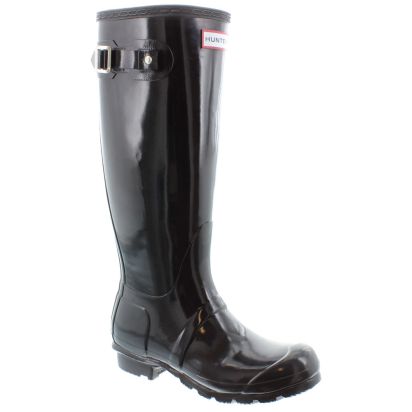 Hunter Gloss Hunter Rubber Wellingtons in Black in Black