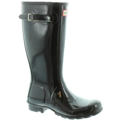 Hunter Rubber Young Gloss Wellingtons Up To Size UK 5 in Black in Black