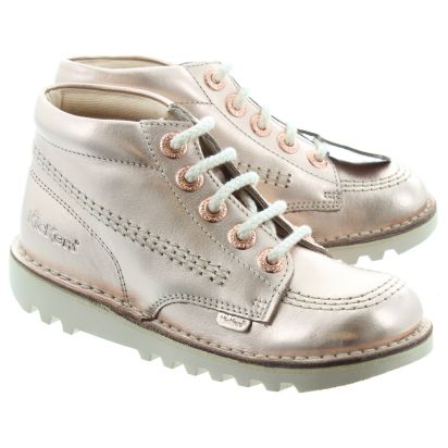 Kickers Kick Hi Kids Boot In Rose Gold in ROGO