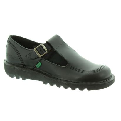 Kickers Ladies Kick Lo Aztec T Bar Shoes In Black in Black