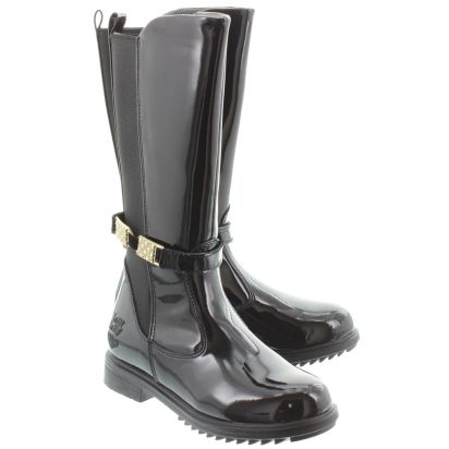 kids black patent boots