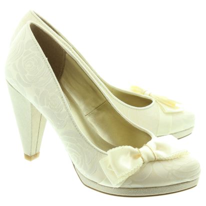 RUBY SHOO Ladies Susanna Bow Court Shoes In Cream
