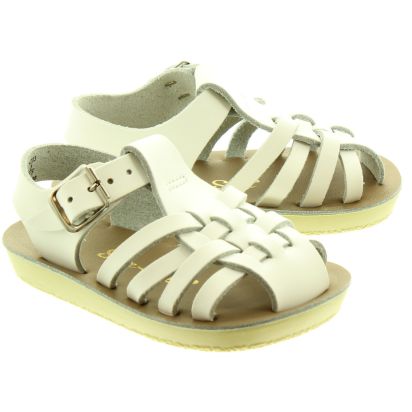SALT WATER Sailor Baby Sandals In White