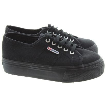 Superga 2790 Flatform Trainers In Black in Black