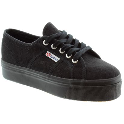 Superga 2790 Flatform Trainers In Black in Black