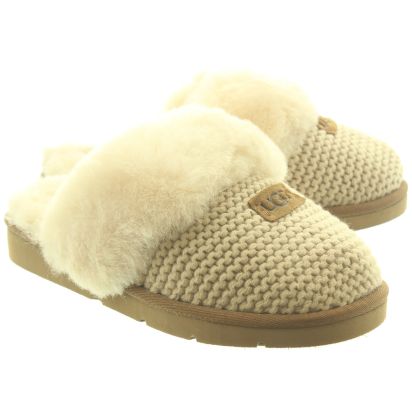 Ugg Ladies Cosy Knit Slippers In Cream in Cream