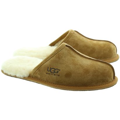 Buy Onfire Mens Check Lined Suede Moccasin Slippers Chestnut