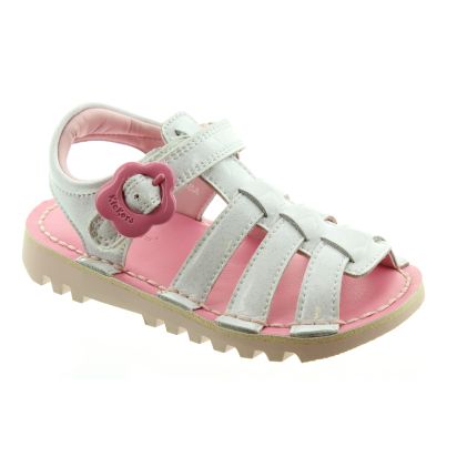 KICKERS Kids Kick Fleur Sandals In White Patent