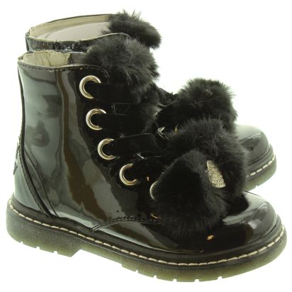 kids black patent boots