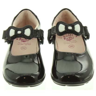 Lelli Kelly Kids LK8800 F Width Bow Colourissima Shoes In Black Patent in Black Patent