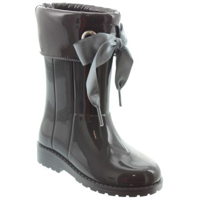 Igor Kids Campera Charol Xerise Bow Wellingtons In Grey in Grey