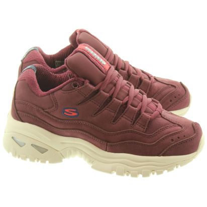 burgundy leather trainers