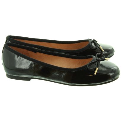 TAMARIS Ladies 22101 Ballerina Pumps In Black Patent