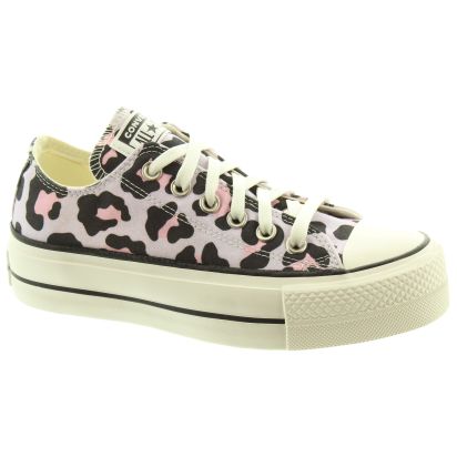 Ladies Allstar Lift Ox Shoes In Leopard Print