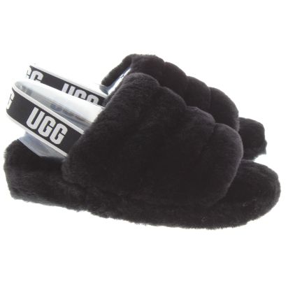 Ugg Ladies Fluff Yeah Slides In Black in Black