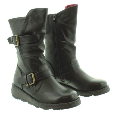 Ladies Hannah2 Flat Calf Boot in Black