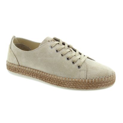 LAZY DOGZ Ladies Maddison Suede Trainers In Beige