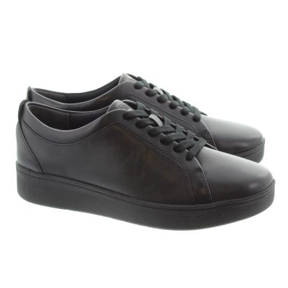 FitFlop Ladies Rally Leather Sneakers In Black in Black