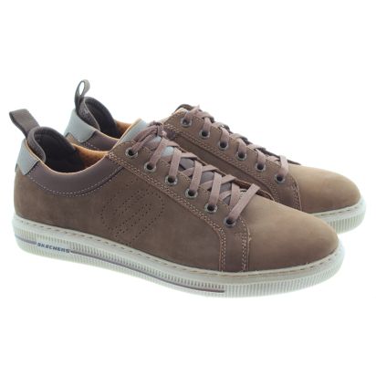 Mens 210450 Memory Foam Lace Trainers In Chocolate