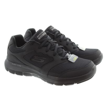 Mens Flex Advantage Memory Foam Lace Trainers In All Black