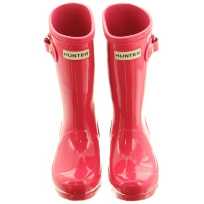 HUNTER Rubber Young Gloss Wellingtons In Pink