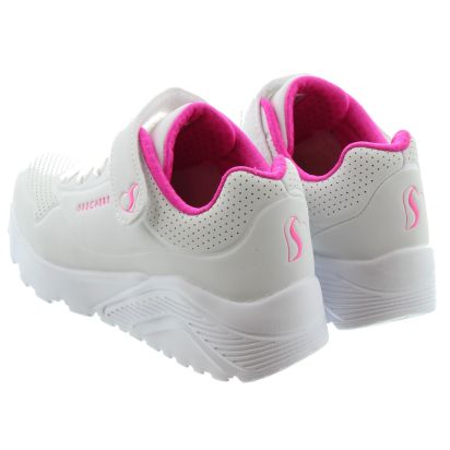 SKECHERS Kids 310451L Uno Lite Machine Washable Trainers In White Pink
