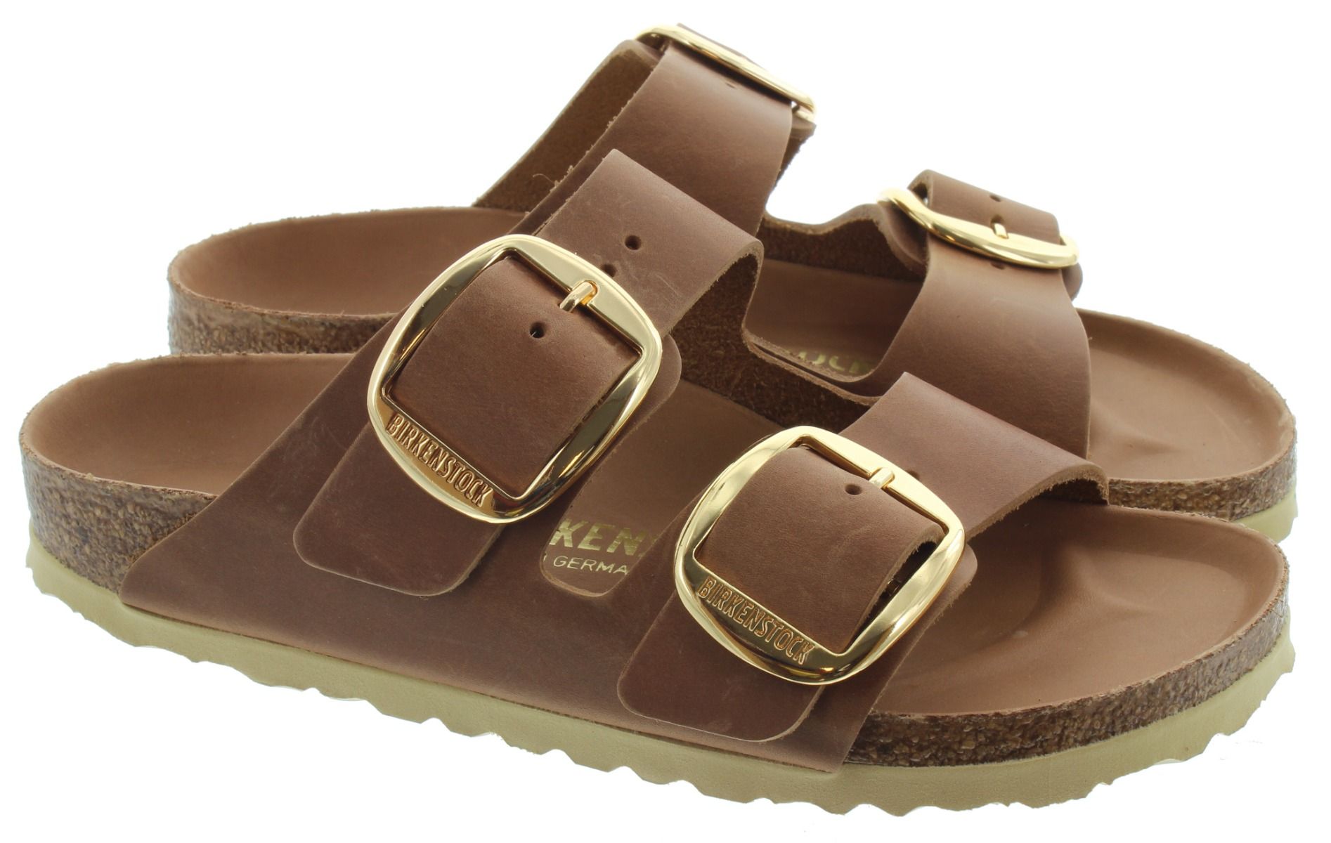 Ladies Arizona Big Buckle Sandals In Cognac