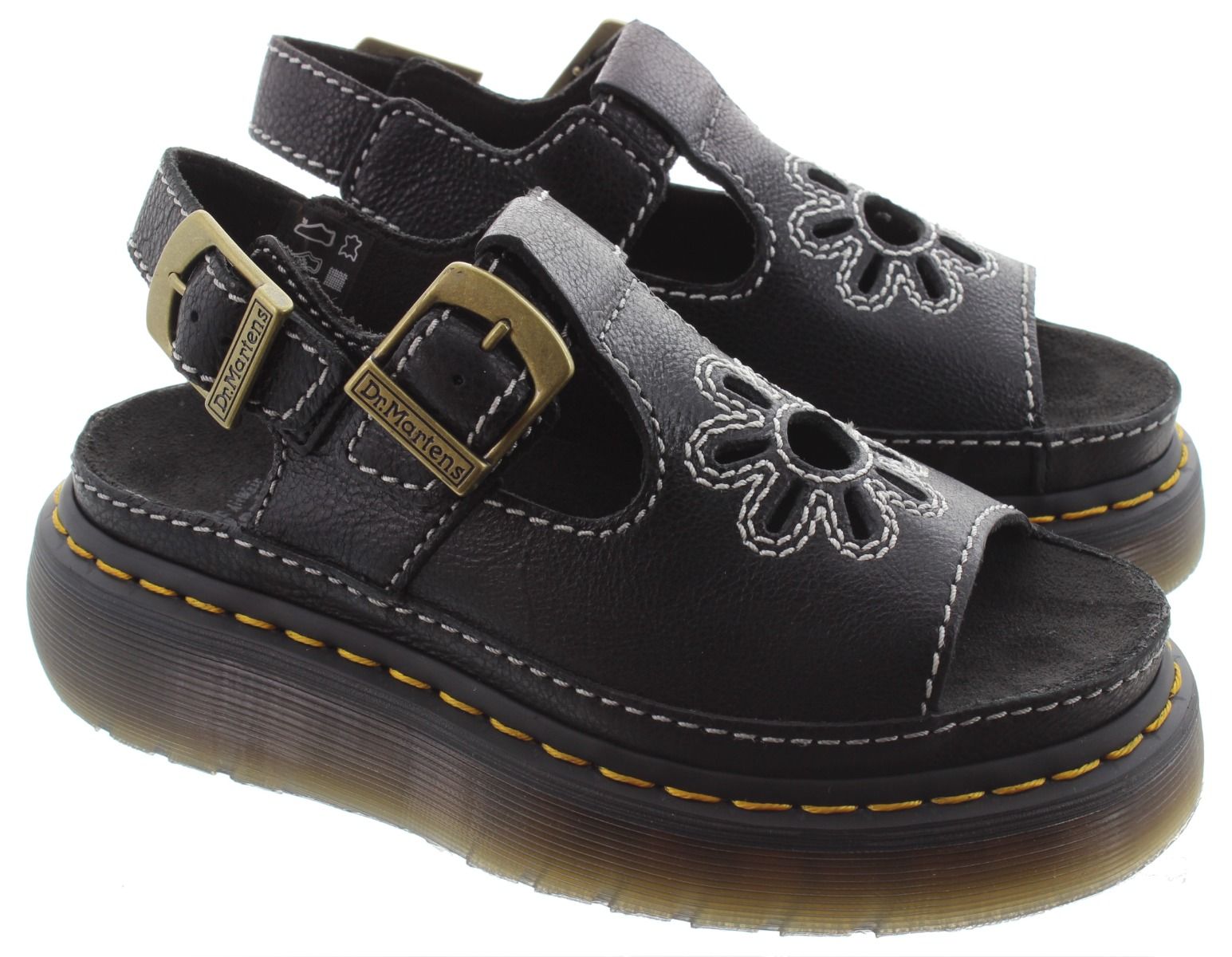 Ladies Dunnet Flower Sandals In Black