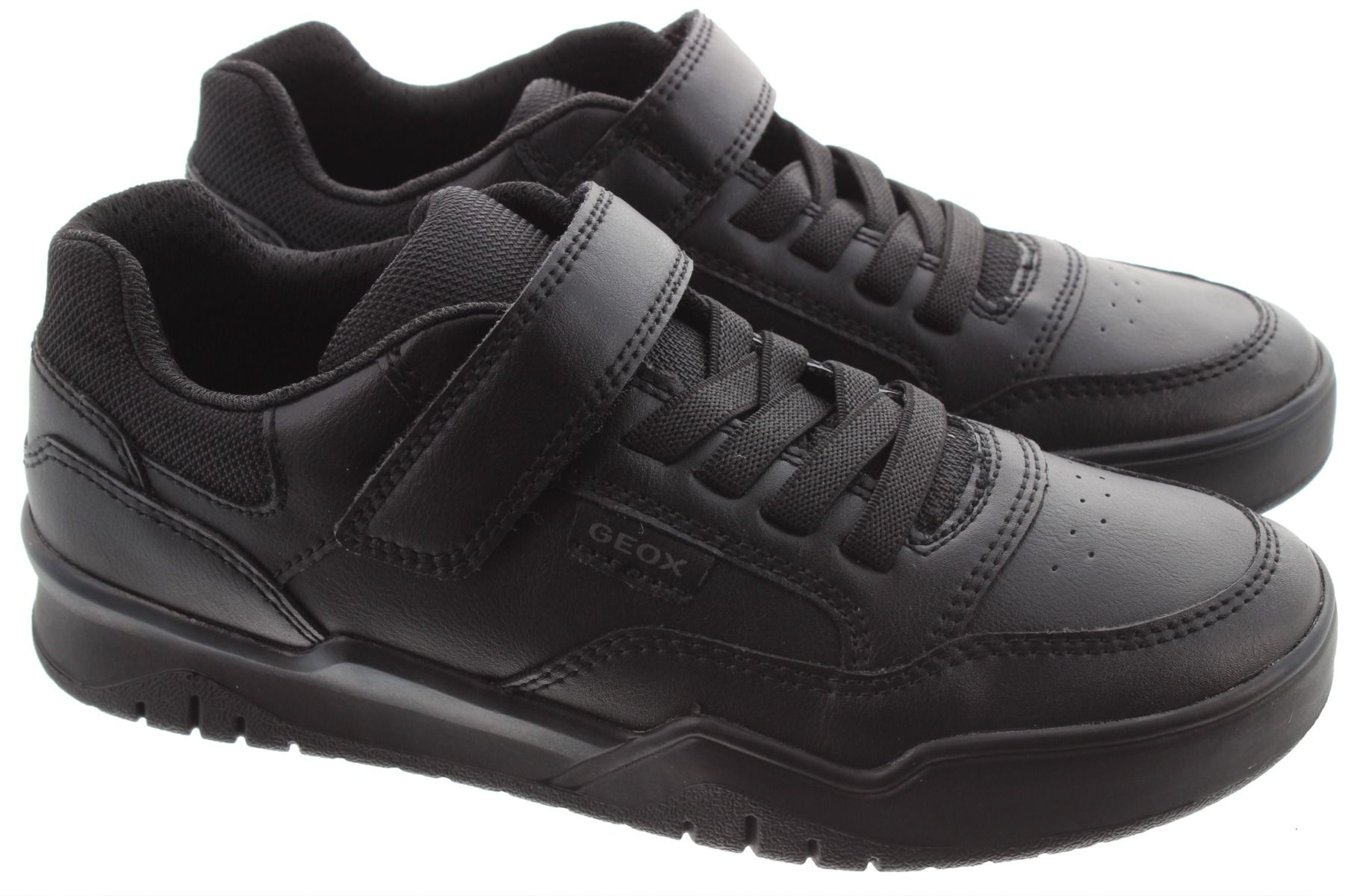 Kids Perth Elastic Lace/ Velcro Shoes In Black