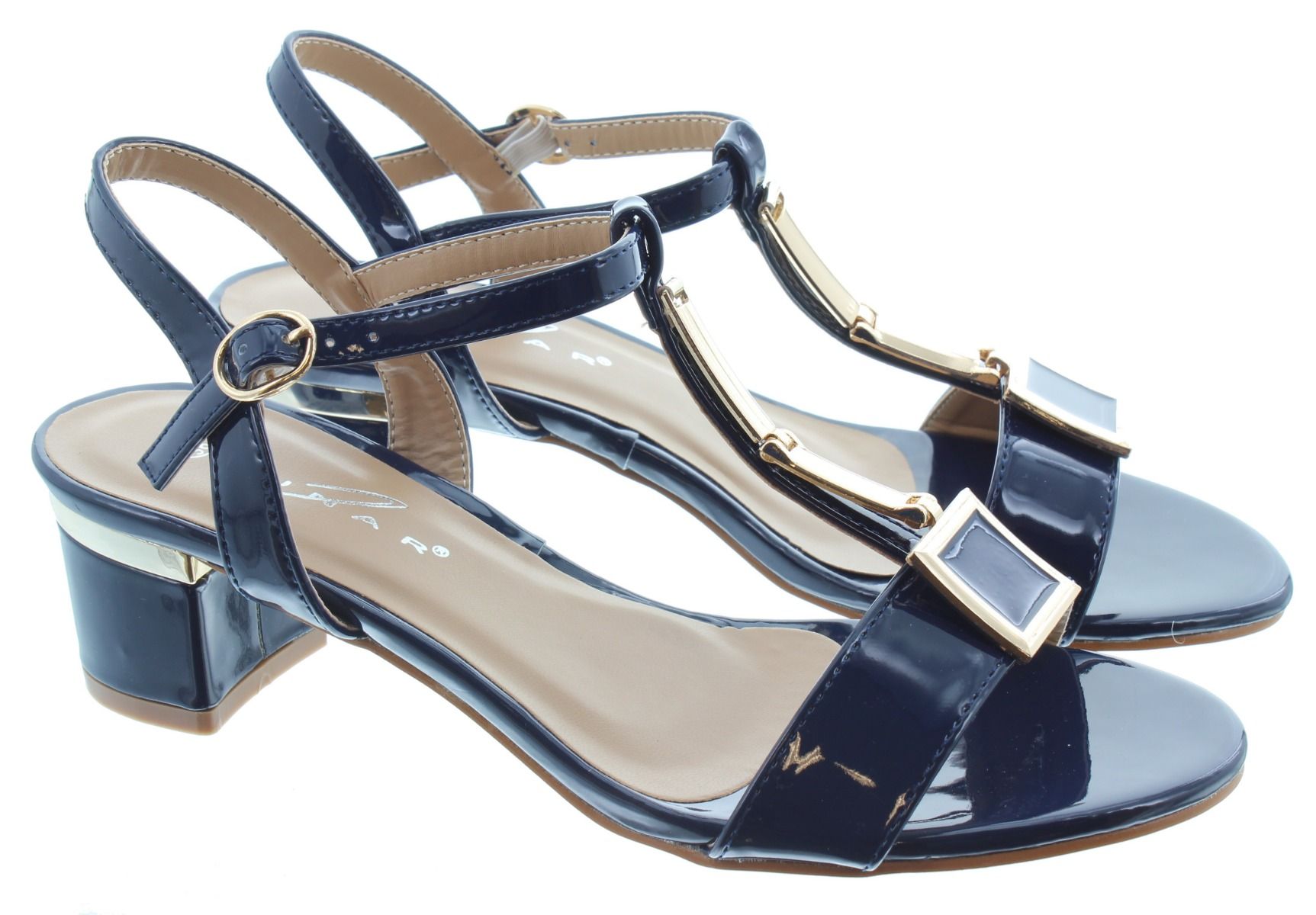 Ladies Blaze Patent Sandals In Navy